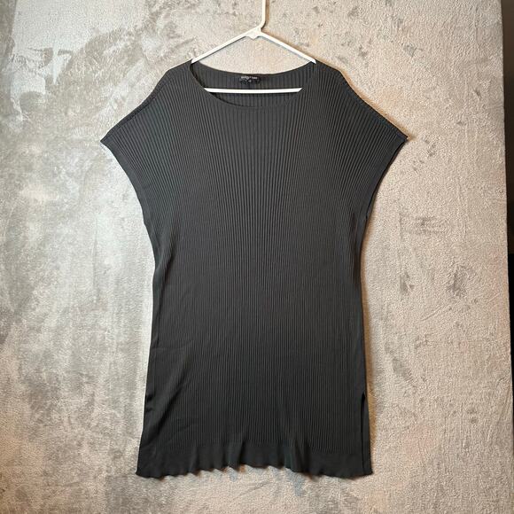Eileen Fisher Ribbed Sweater Dress Tencel Boat Neck Cap Sleeve Pullover Gray 3X - Picture 1 of 7